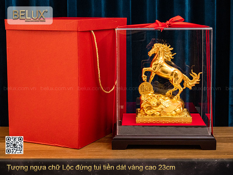Tượng Ngựa Chữ Lộc Dát Vàng 24k